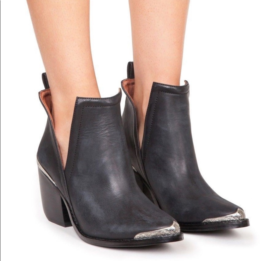 JEFFREY CAMPBELL CROMWELL BOOTIE BLACK LEATHER 7